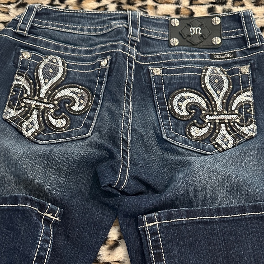 Miss Me Women's Dark Blue Boot Cut Jeans with Embellished Pockets